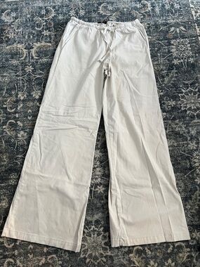 Rewash Wide Leg Drawstring Pants in Off-White